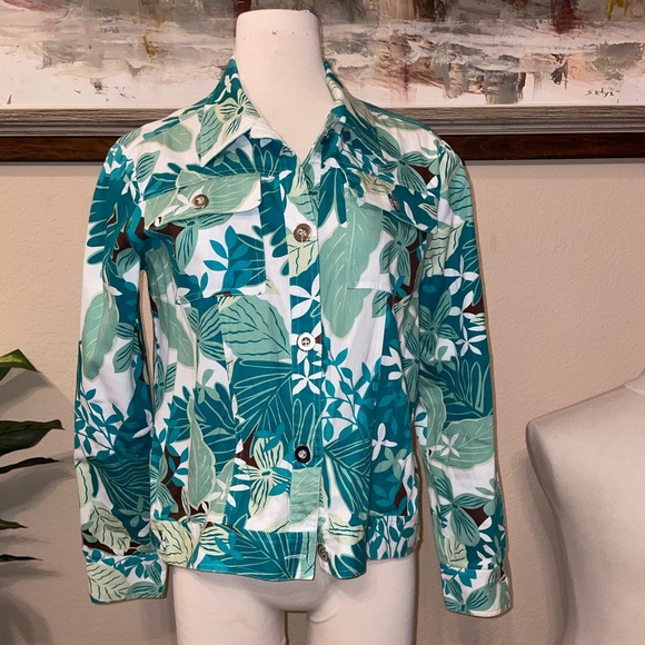 LH Sport Blue and White Denim Jacket Vintage Size M - Picture 1 of 8